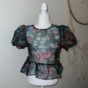 Sheer Peplum Floral Top